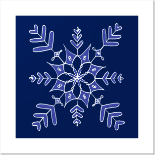 Blue Snowflake Posters and Art